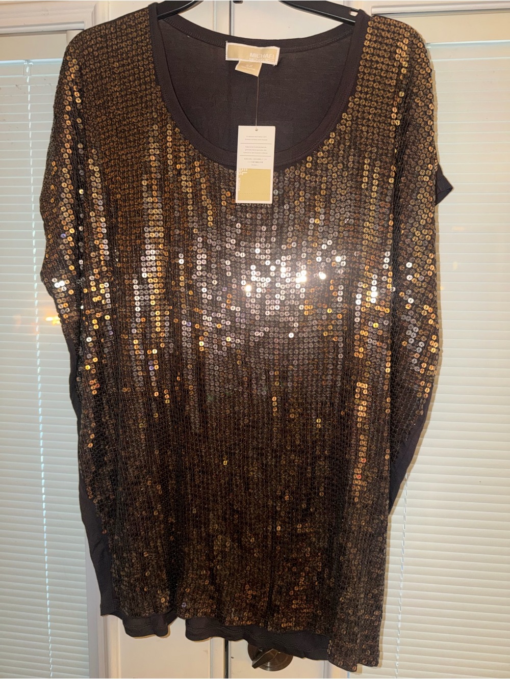 Michael Kors Chocolate Brown Sequin Tank Top